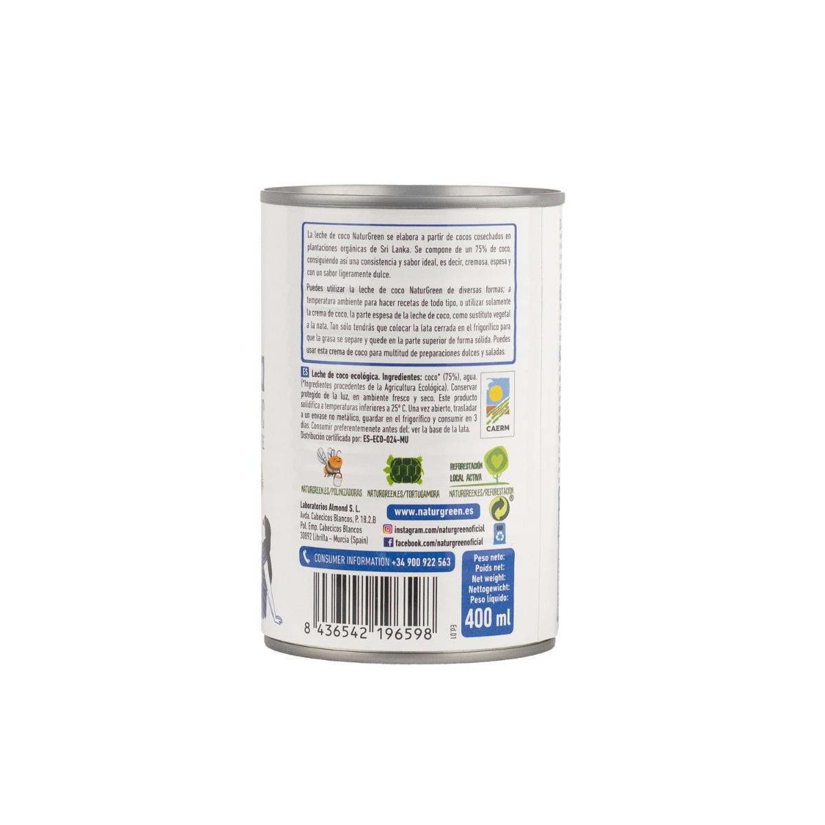 Pack 6x Leche de Coco Bio NaturGreen 400 g