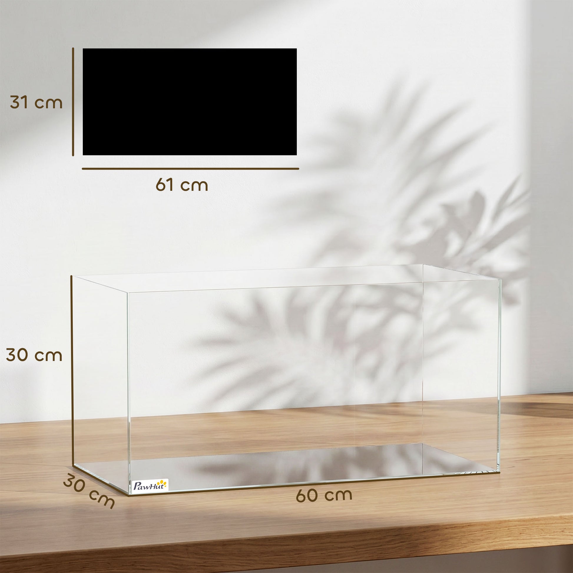 Pawhut Acuario De Pecera 51 L De Cristal Con Alfombrilla Protectora Transparente_2