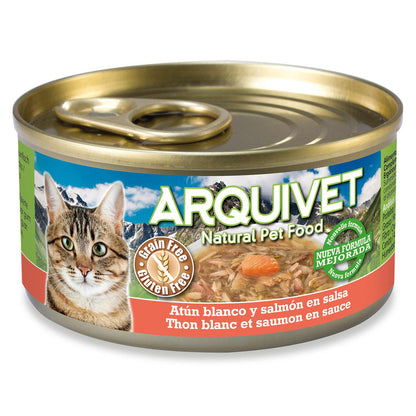 Atún blanco y salmón en salsa Arquivet 80 g Comida húmeda para gatos