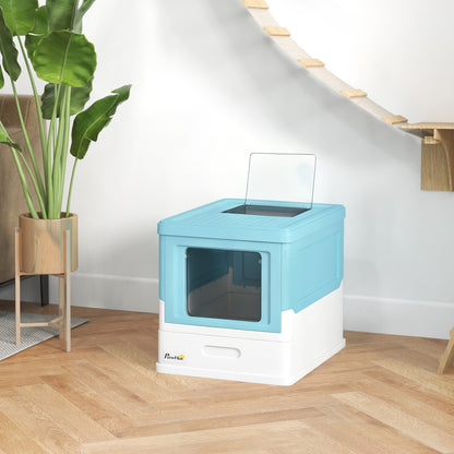 Pawhut Caja Arena Plegable Para Gatos Con Cubierta Desmontable 47,5x35,5x36,7 Cm_1