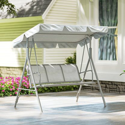 Outsunny Columpio Balancín Jardín De 3 Plazas Con Toldo Ajustable Terraza Gris_4