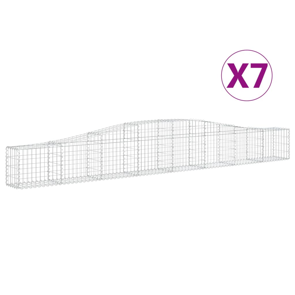 Cestas De Gaviones 7 Uds Forma De Arco Hierro 400x30x40/60 Cm_0