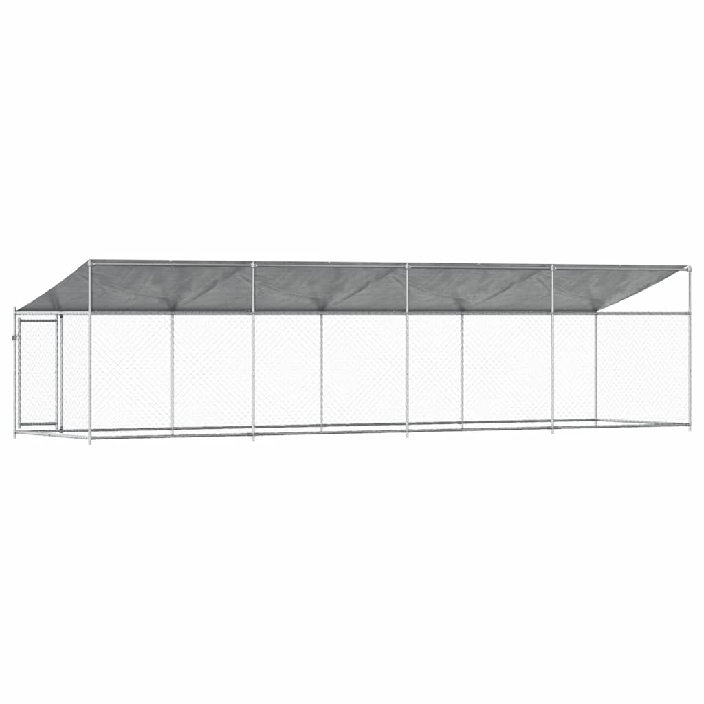 Jaula De Perros Techo Y Puerta Acero Galvanizado Gris 8x2x2 M_5