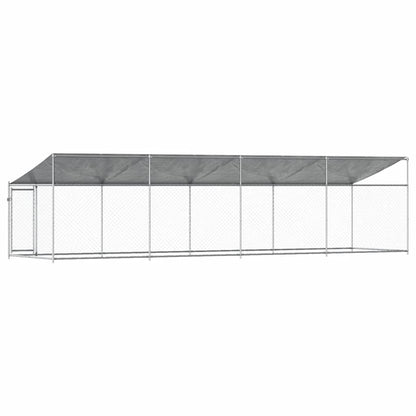 Jaula De Perros Techo Y Puerta Acero Galvanizado Gris 8x2x2 M_5