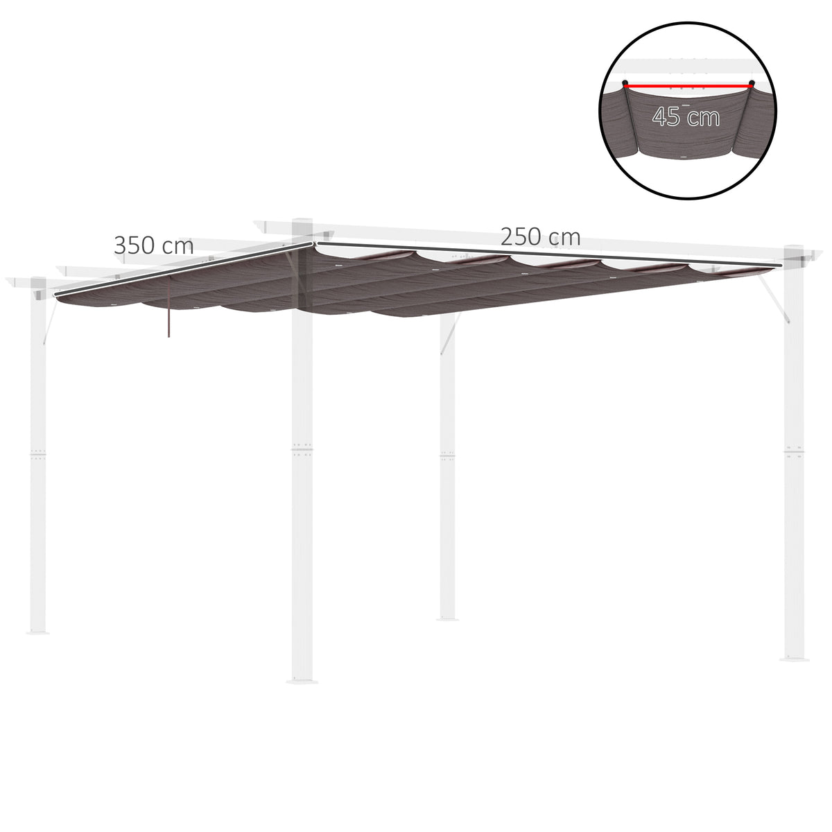 Outsunny Cubierta Para Pérgola Retráctil 3,5x2,6 M Para Marco De 4x3 M Café_2