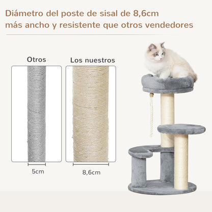 Pawhut Árbol Rascador Para Gatos Con Cama De Felpa Y Postes De Cuerda De Sisal_5