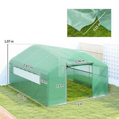 Outsunny Invernadero De Exterior 4x3x2 M Con Cubierta De Pe Anti-uv Verde_2