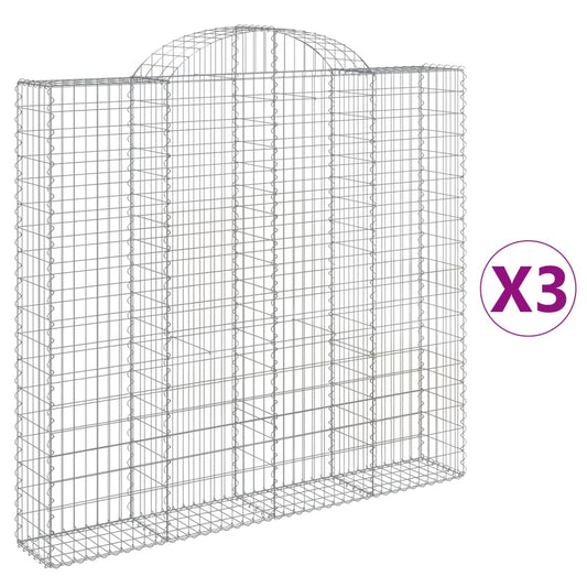 Cestas De Gaviones 3 Uds Forma De Arco Hierro 200x30x180/200 Cm_0