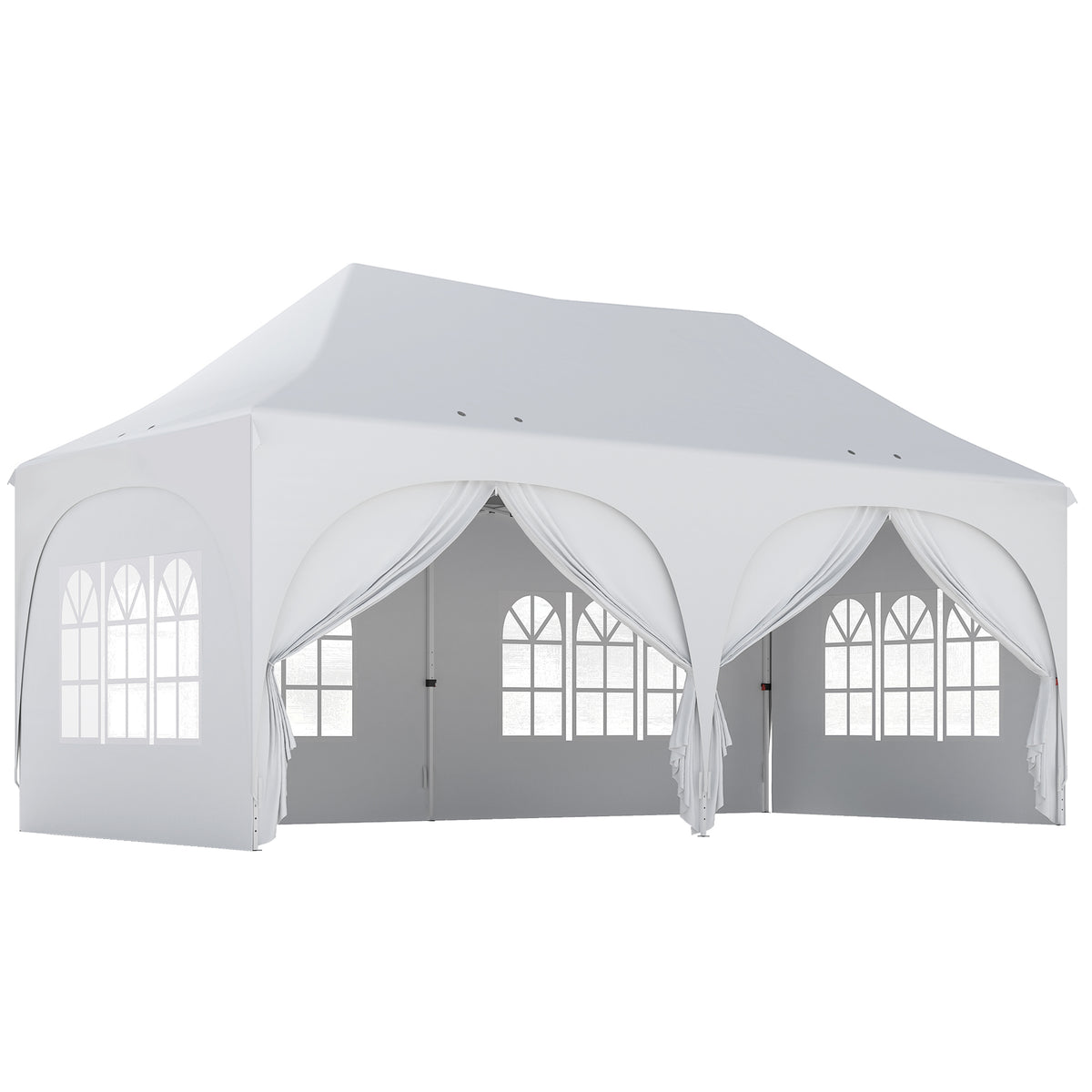 Outsunny Carpa Plegable 6x3 M Con Altura Ajustable 6 Laterales Extraíbles Gris_0