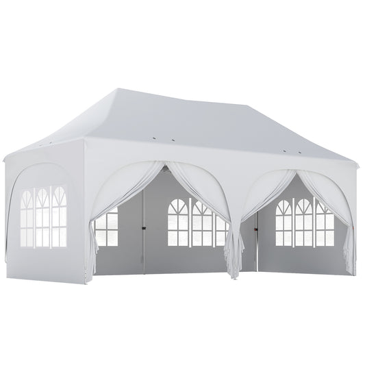 Outsunny Carpa Plegable 6x3 M Con Altura Ajustable 6 Laterales Extraíbles Gris_0