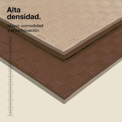 Tatami Puzzle 2cm 100x100cm – Superficie 5 Líneas Marrón/beige Jowy_1