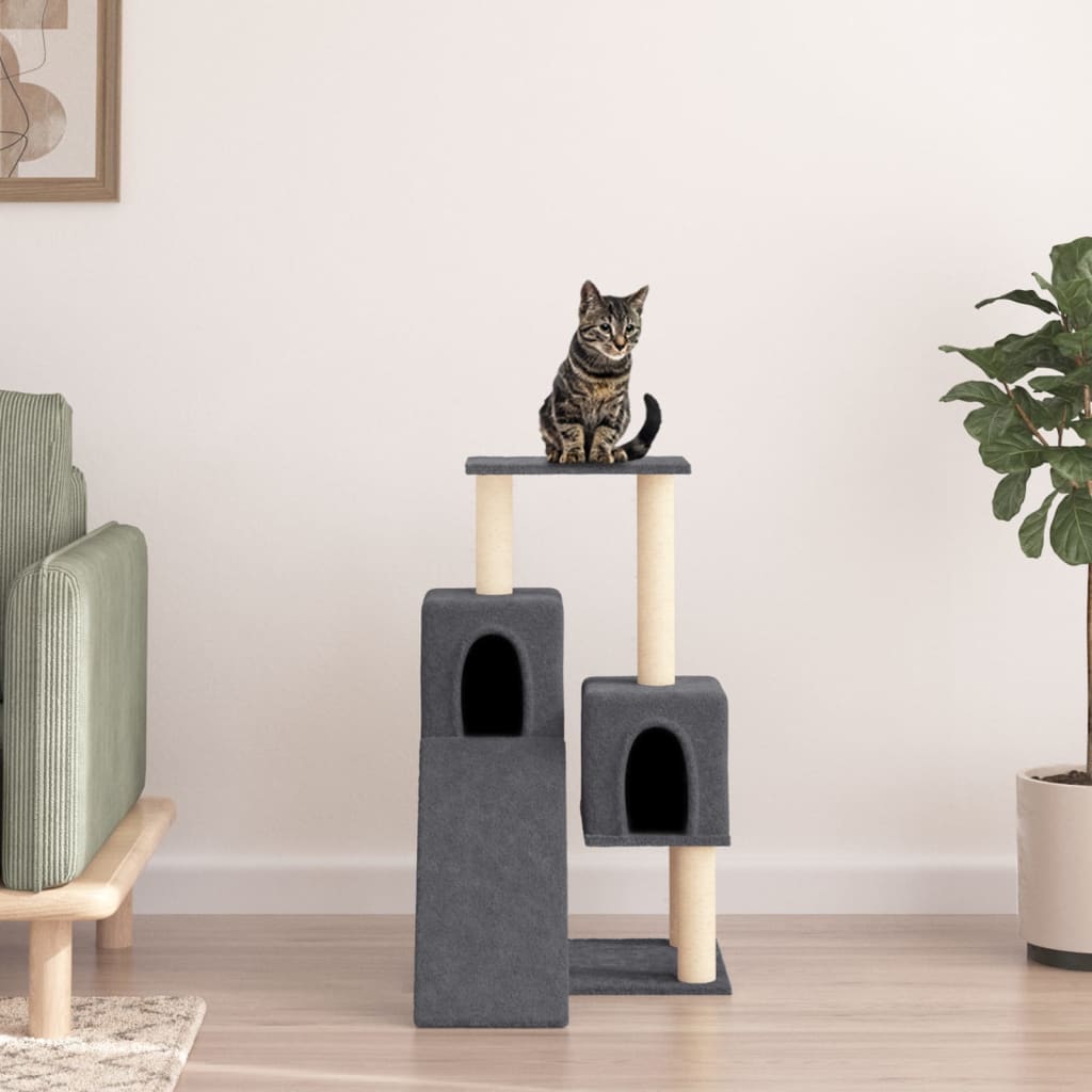 Rascador Para Gatos Con Postes De Sisal Gris Oscuro 82 Cm_1
