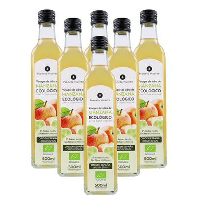 Pack 6x Vinagre de sidra de manzana sin filtrar ECO Planeta Huerto 500 ml