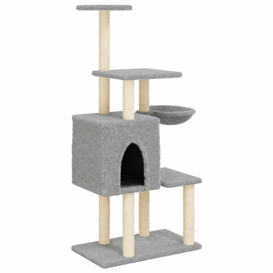 Rascador Para Gatos Con Postes De Sisal Gris Claro 131 Cm_0