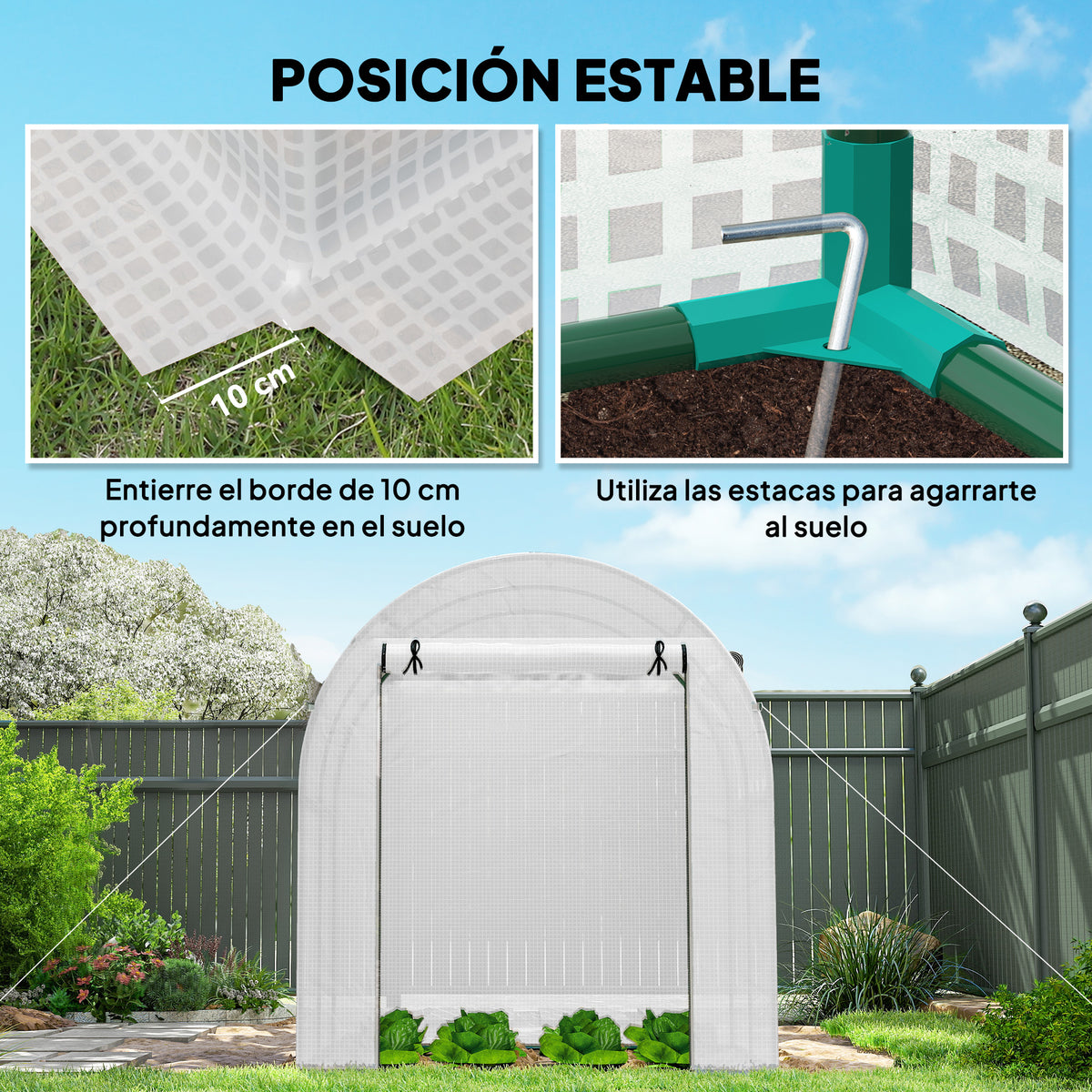 Invernadero De Jardín Outsunny Pe, Acero Blanco 180x180x200 Cm_4