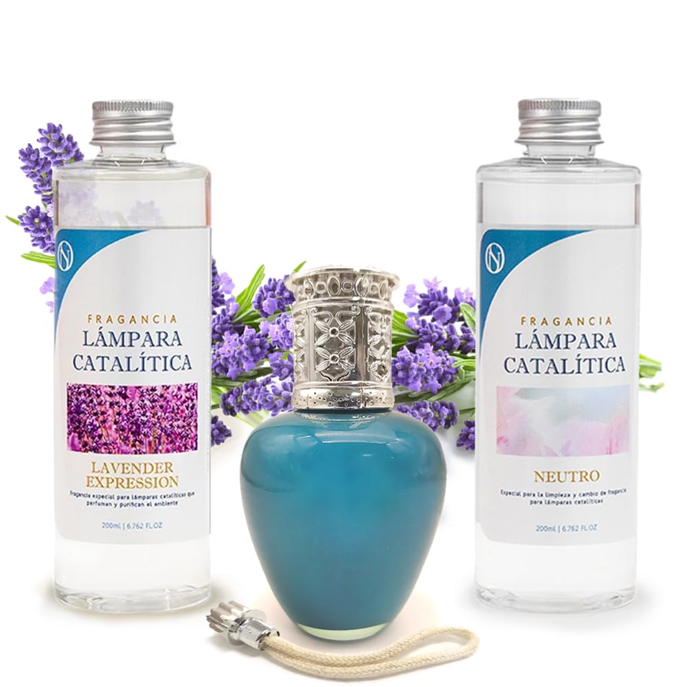 Pack Lámpara Catalítica Aqua Marina + Fragancia Lavender Expression 500ml + Limpiador Neutro 200ml + Mecha De Repuesto_0