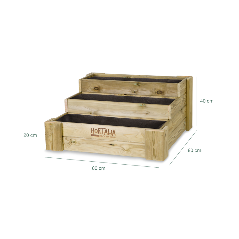 Cajón De Cultivo Madera Tratada Exterior Hortalia Box Stairs 80 80x80x40 Cm_5