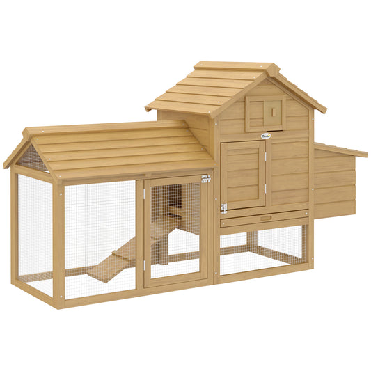 Gallinero De Jardín Pawhut Madera De Abeto Madera Natural 151,5x54x87 Cm_0