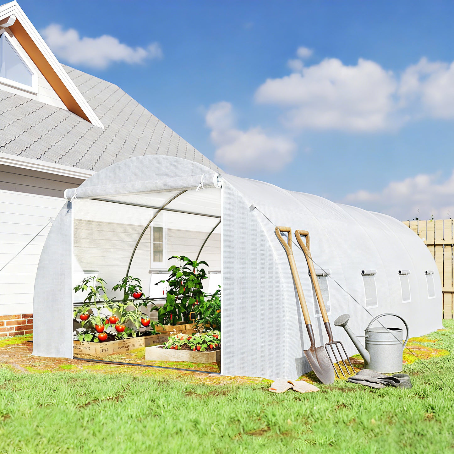 Outsunny Invernadero 6x3x2 M Caseta Para Jardín Terraza Cultivo Plantas Flores_1
