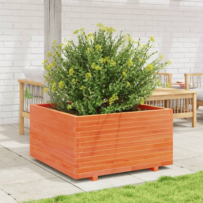Jardinera Madera Maciza De Pino Marrón Cera 90x90x49,5 Cm_2