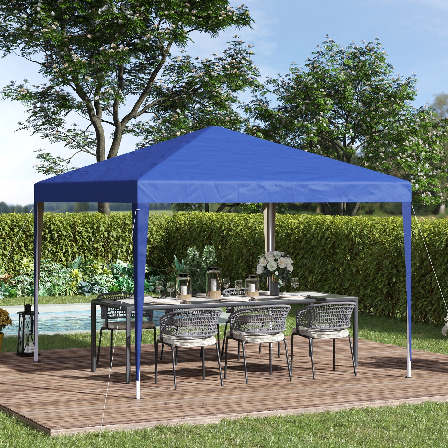 Outsunny Carpa Plegable 3x3 M Con Altura Ajustable Y Bolsa De Transporte Azul_1