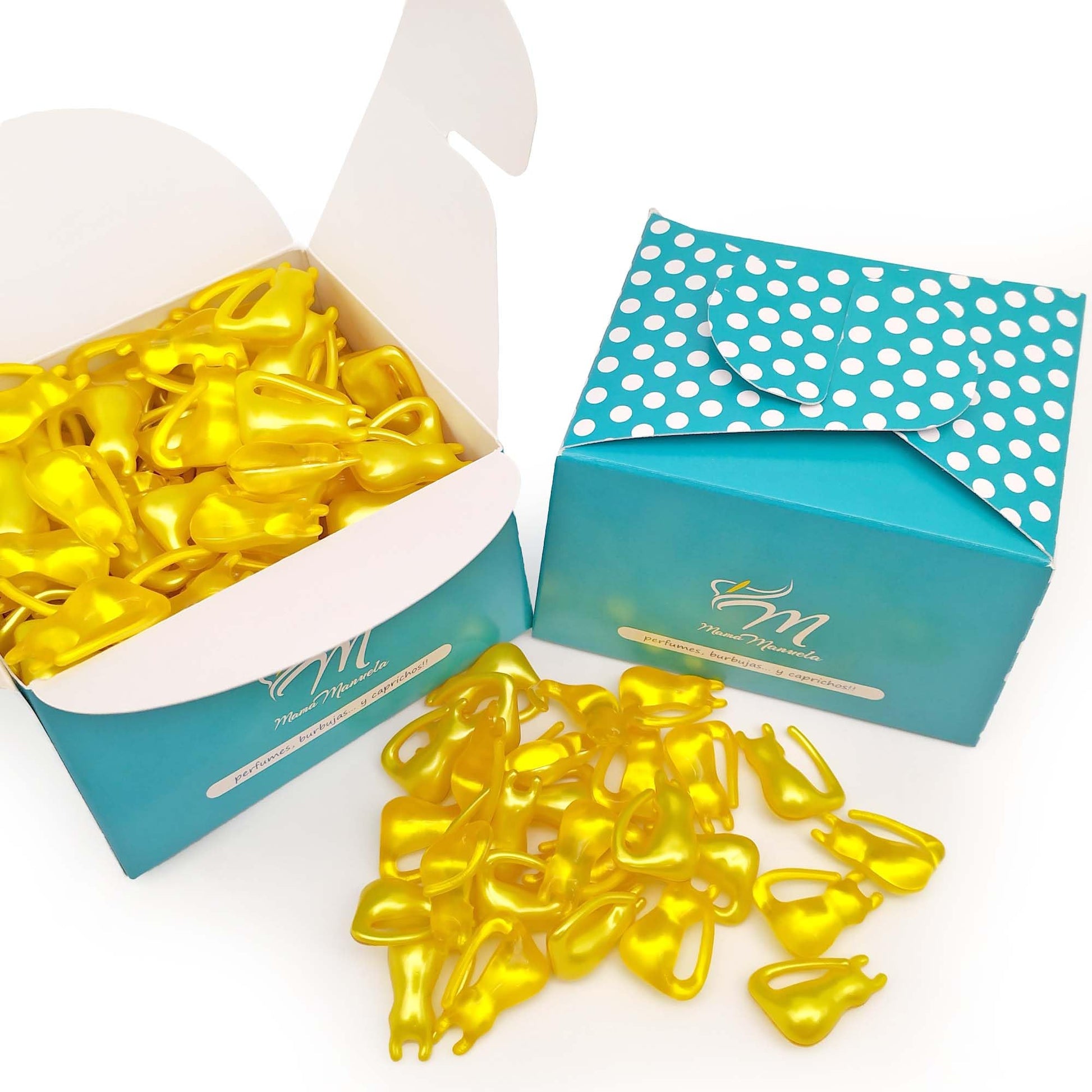 Caja 40 Perlas De Baño Con Aroma A Vainilla - Con Aceite De Soja - Hidratante Y Aromática - Forma Minino_0