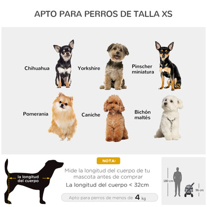 Pawhut Cochecito Para Perros Plegable Con Ruedas Universales 67x45x96 Cm Gris_3