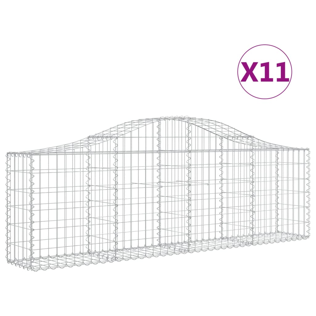 Cestas De Gaviones 11 Uds Forma De Arco Hierro 200x30x60/80 Cm_0