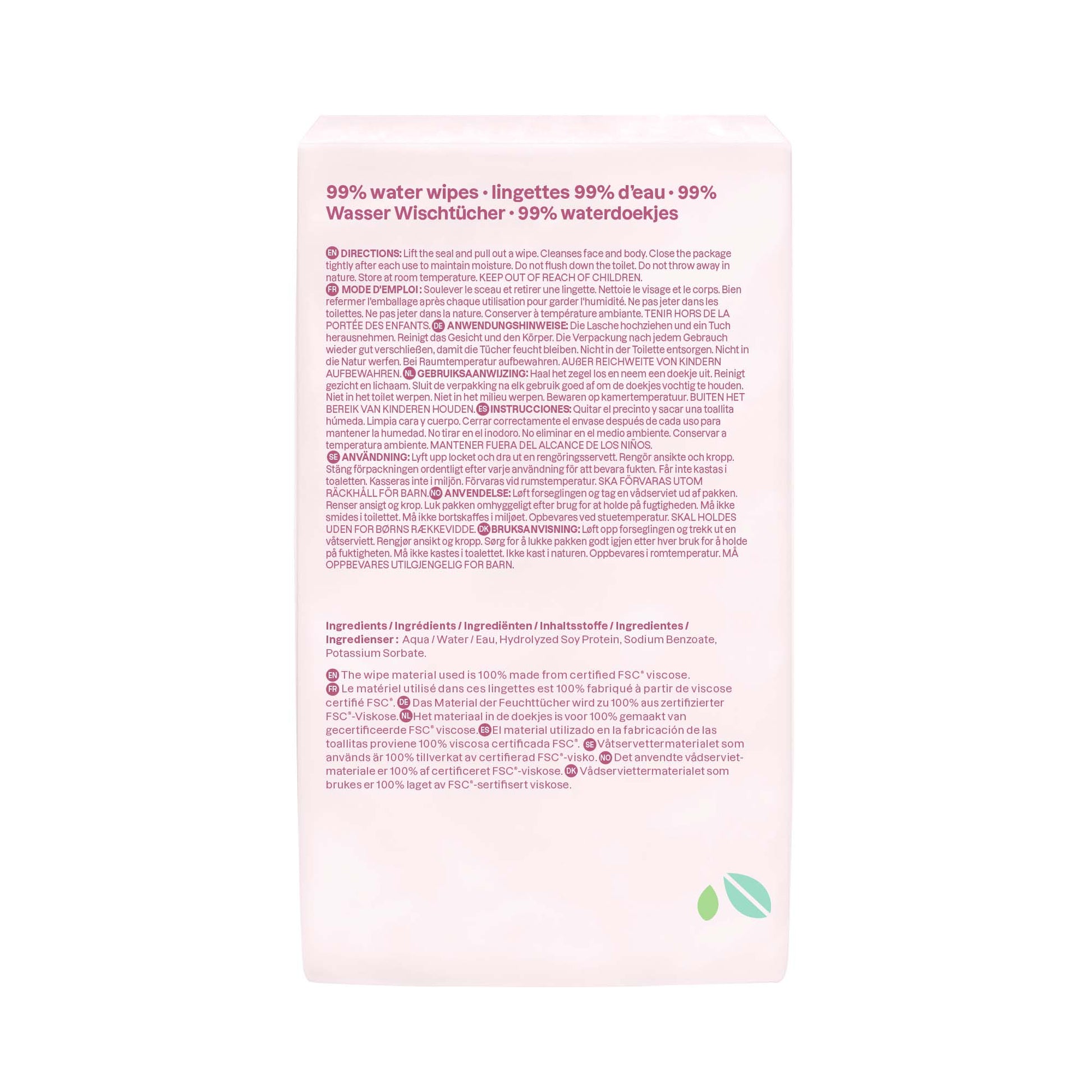 Pack 3 toallitas Baby Leaves 99% agua sin perfume Attitude