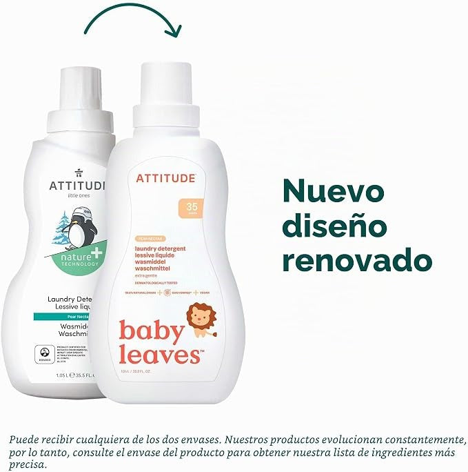 Detergente para ropa néctar de pera Baby Leaves 35 lavados