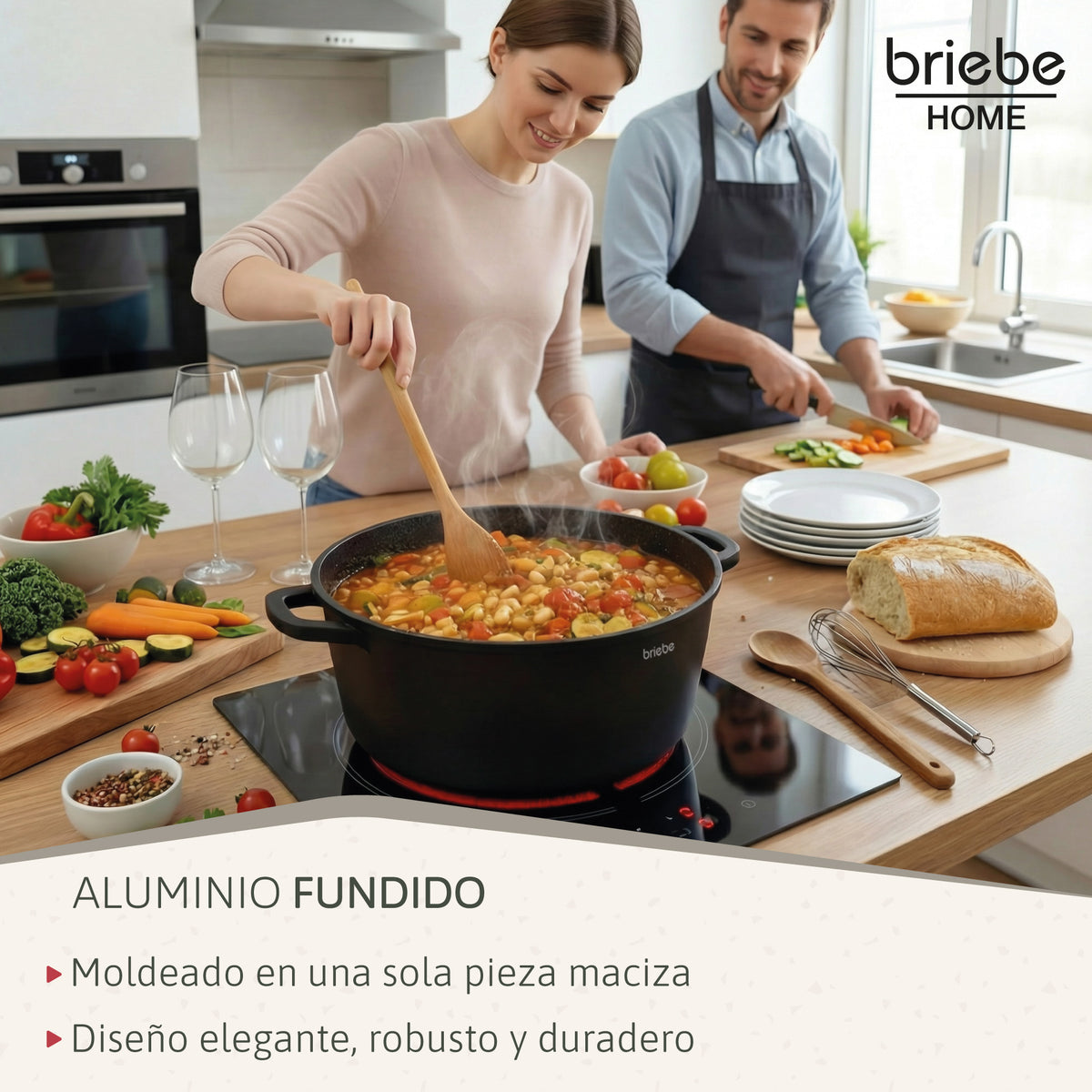 Briebe Cacerola Cocina Inducción Antiadherente Titanio, Cazuela 16cm, Aluminio Fundido Sin Pfoa, Tapa, Black Titanium_3