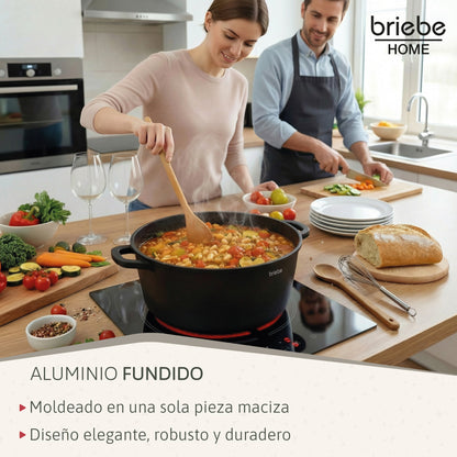 Briebe Batería Cocina Inducción Antiadherente Titanio, 8 Piezas Aluminio Fundido 4 Ollas Sin Pfoa Tapa, Blackt4, Negro_3