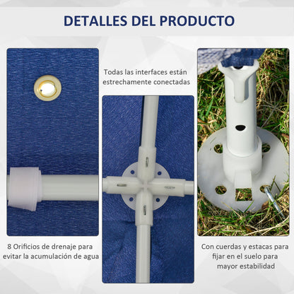 Carpa De Jardín Con 4 Partes Laterales Outsunny 3x3x2,45 M Azul_5