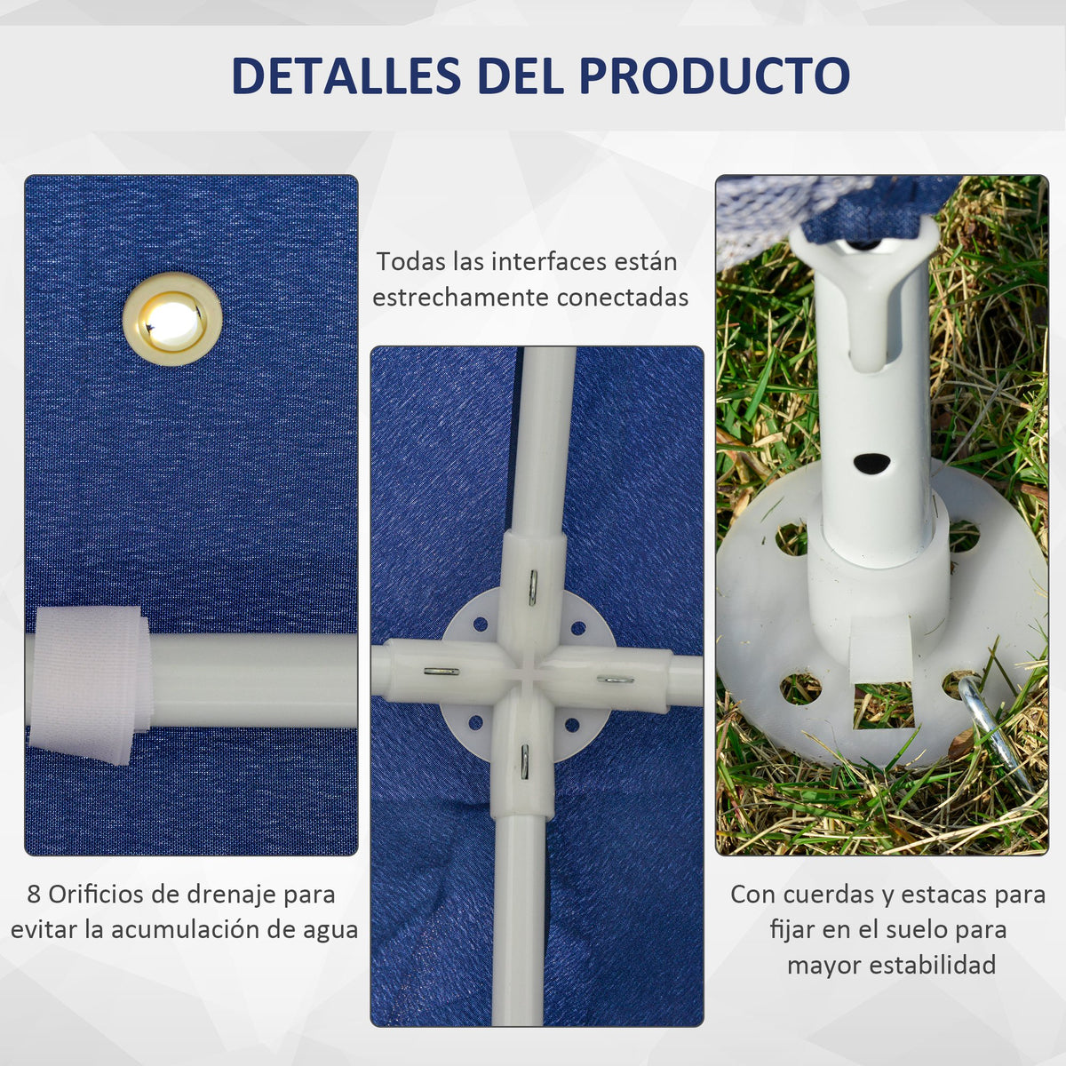 Outsunny Carpa De Jardín 3x3 M Con 4 Paredes Laterales Mosquitera Exterior Azul_5