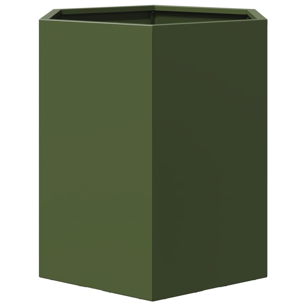 Jardinera Hexagonal De Acero Verde 46x40x45 Cm_4