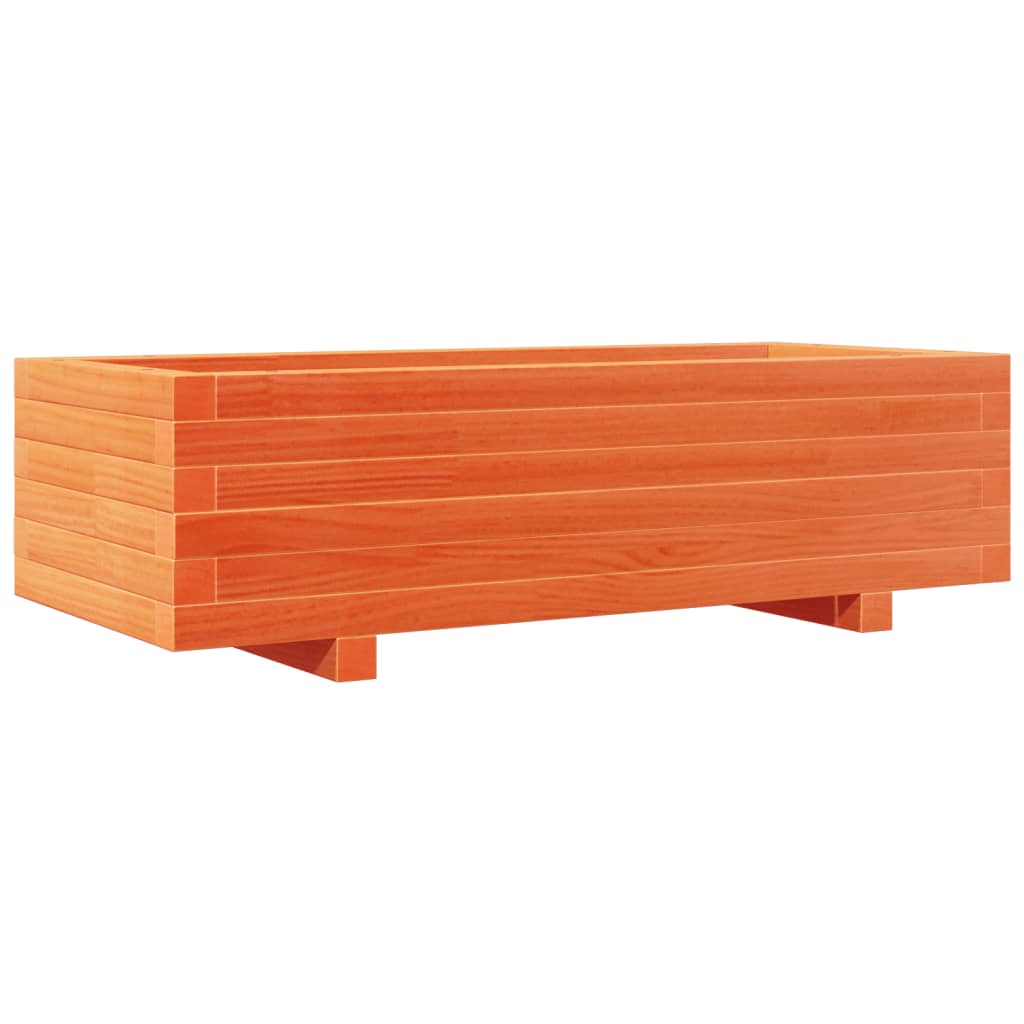 Jardinera De Madera Maciza De Pino Marrón Cera 90x40x26,5 Cm_0
