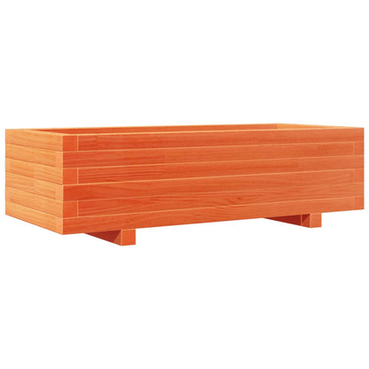 Jardinera De Madera Maciza De Pino Marrón Cera 90x40x26,5 Cm_0
