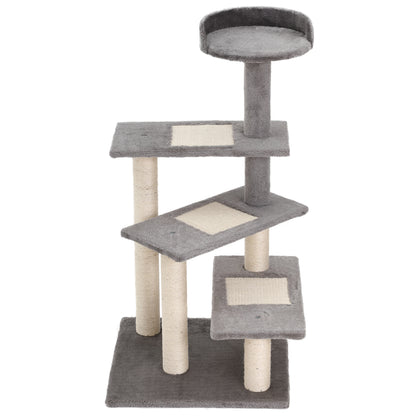 Pawhut Árbol Rascador Para Gatos 48,5x48,5x100cm Centro De Actividad Plataformas_1