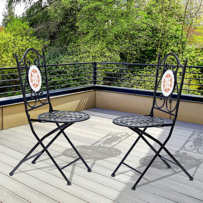 Outsunny Set De 2 Sillas Plegables De Jardín Bistro Silla Asiento Mosaico_1