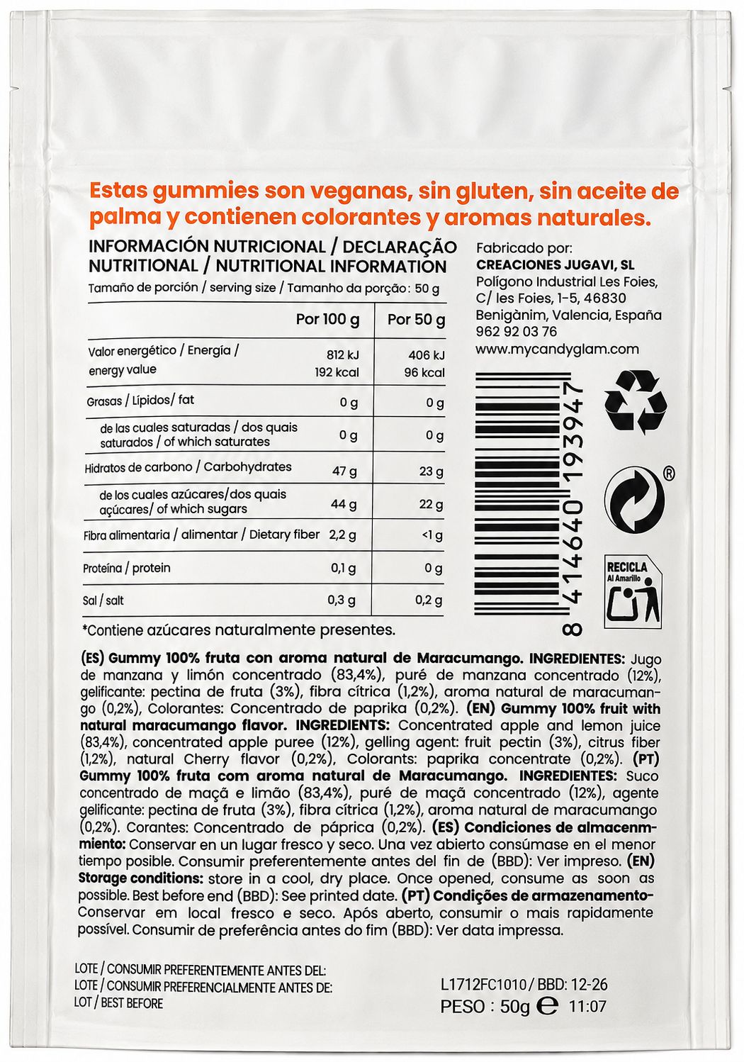 Gummies 100% Fruta Pack De 14 Mango Y Maracuyá – Snack Saludable Vegano Sin Azúcares Añadidos_4