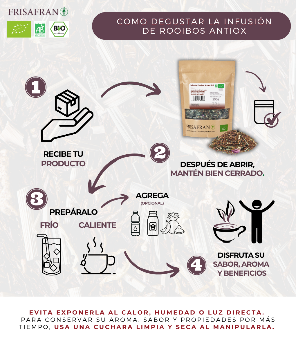 Infusión De Rooibos Antioxidante Ecológica En Granel | Calidad | Frisafran 100 G_2
