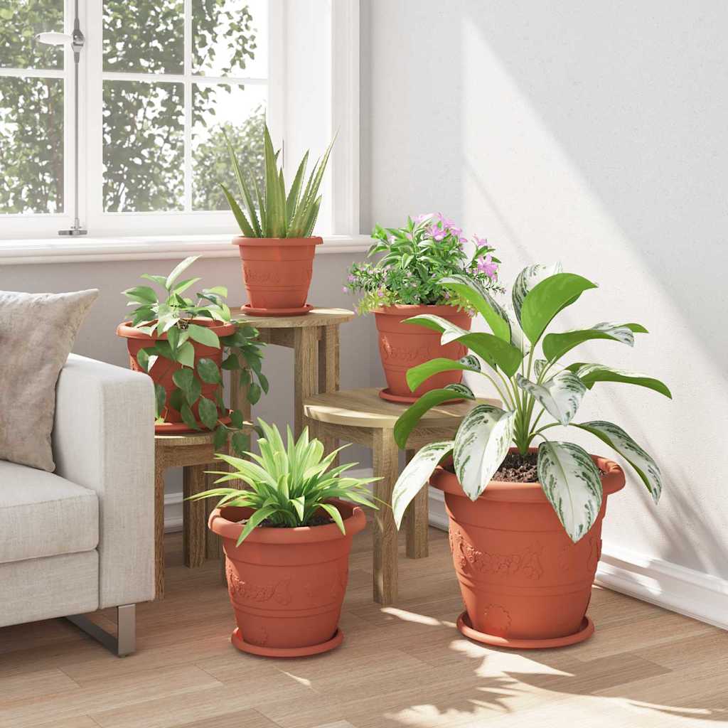 Bandeja Redonda Para Flores 24 Pcs Rojo Ladrillo Plástico_3