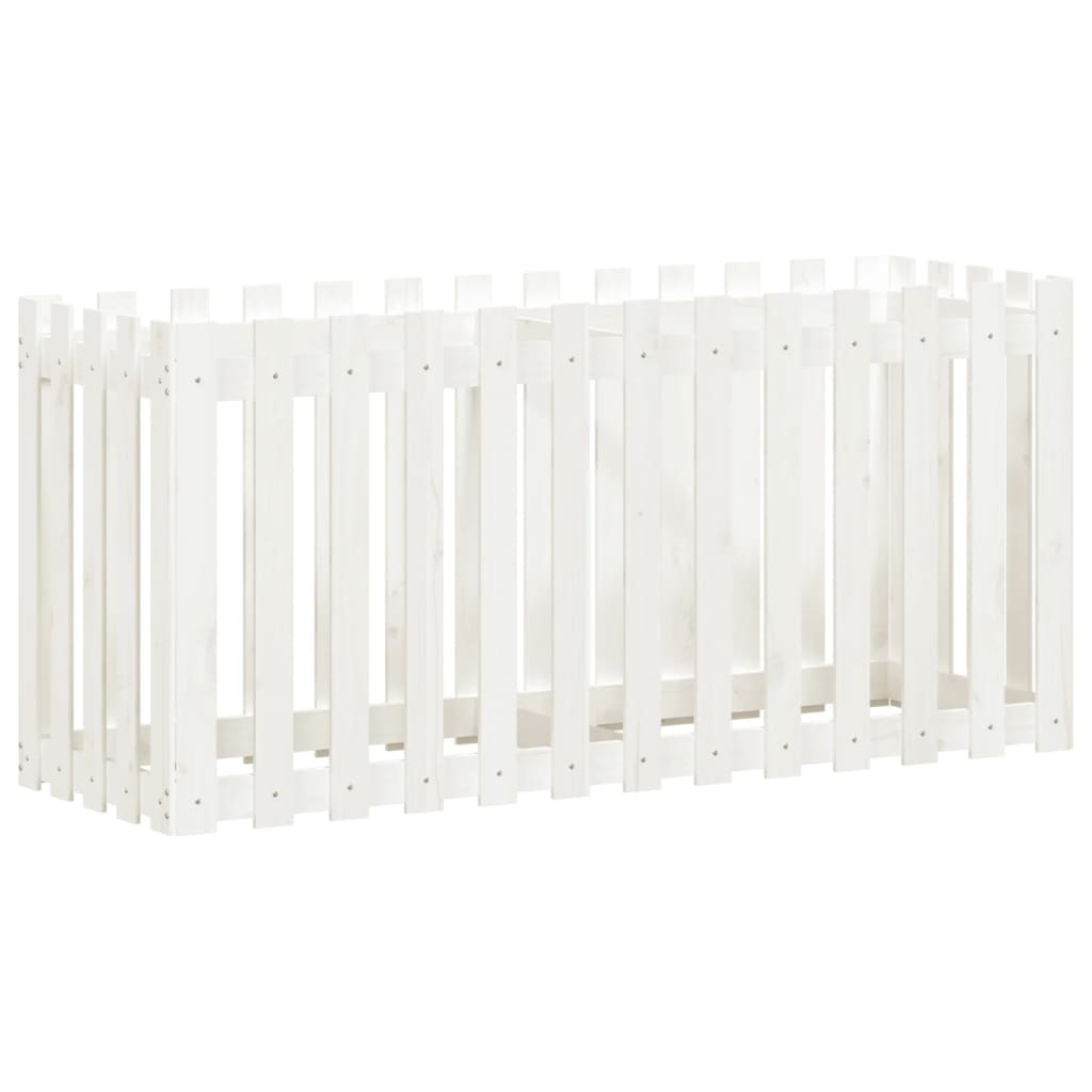 Arriate Elevado Jardín Con Valla Madera Pino Blanco 150x50x70cm_3