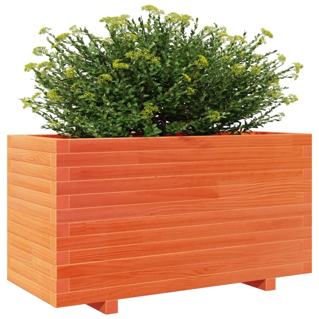 Jardinera Madera Maciza De Pino Marrón Cera 90x40x49,5 Cm_3