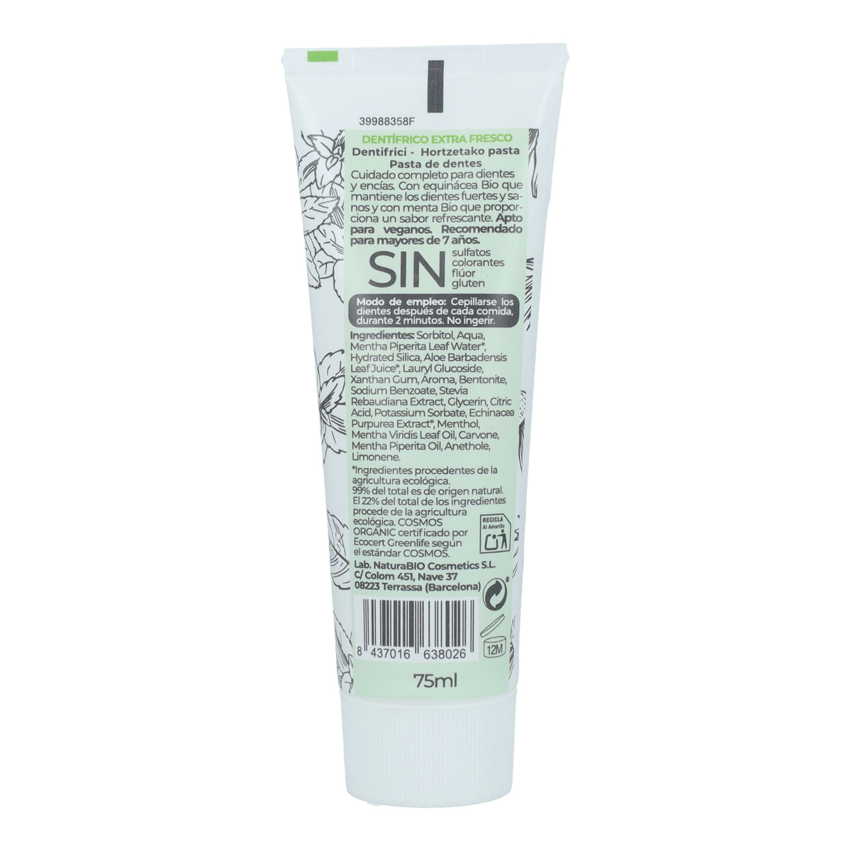 Pack PROMO 2 uds Dentífrico Menta y Equinácea Bio Sin Flúor NaturaBio 75 ml