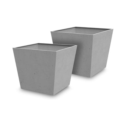 Keter Set 2x Macetero Polyal Betón Cuadrado 48 Cm Y 73,5l - Gris_0