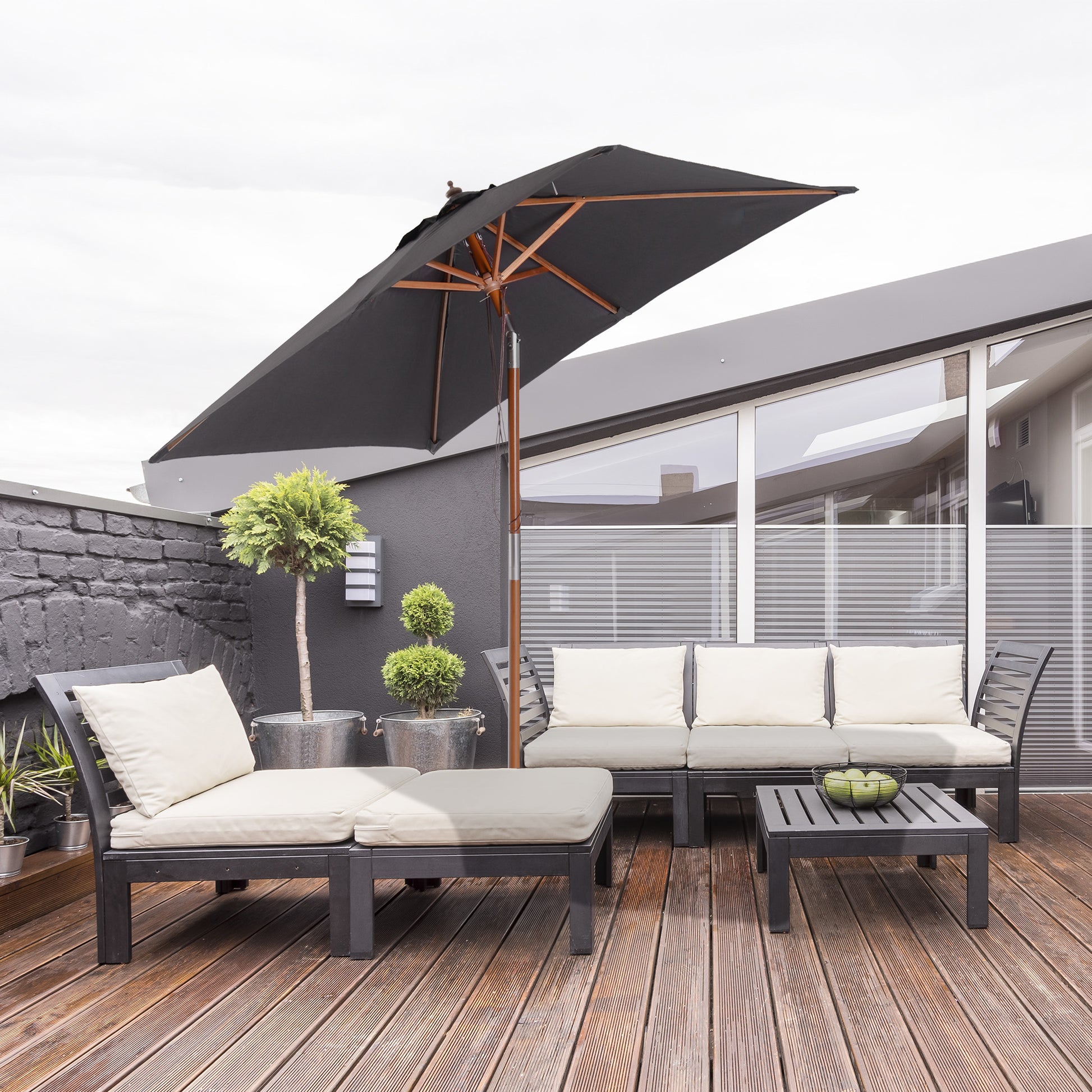 Outsunny Sombrilla Terraza Exterior 200x150 Cm Con Ángulo Ajustable Gris Oscuro_1