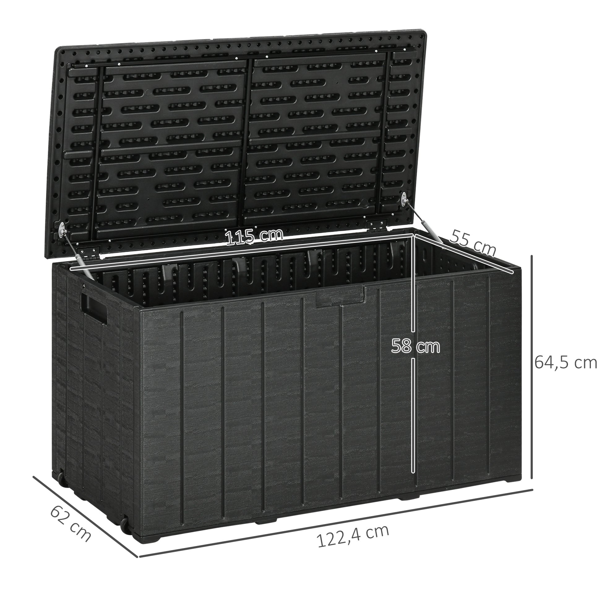 Outsunny Baúl De Almacenamiento Exterior 366l Con Ruedas 122,4x62x64,5 Cm_2