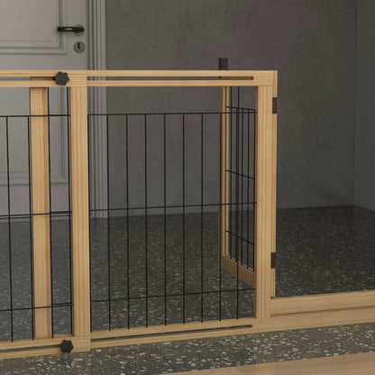 Pawhut Barrera Para Perros Extensible De Madera 112-159x44x70 Cm Natural_4