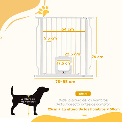 Pawhut Barrera De Seguridad Para Perros Para Escaleras Y Puertas 75-85 Cm Blanco_2